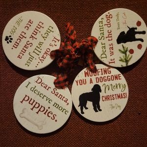 Group of 4 dog ornaments -- gift tags